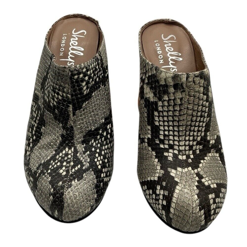 NWT Shelly's London Snake Print Leather Chunky Block Heel Boots Spain EU 39 US9